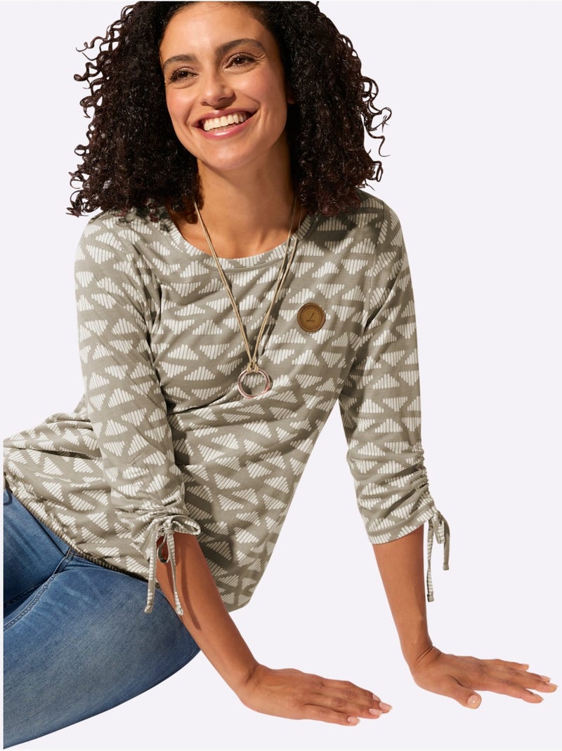 T-shirt à Encolure Ronde 50% Coton Et 50% Modal - Taille Standard - Witt Beige/Blanc - Kiabi