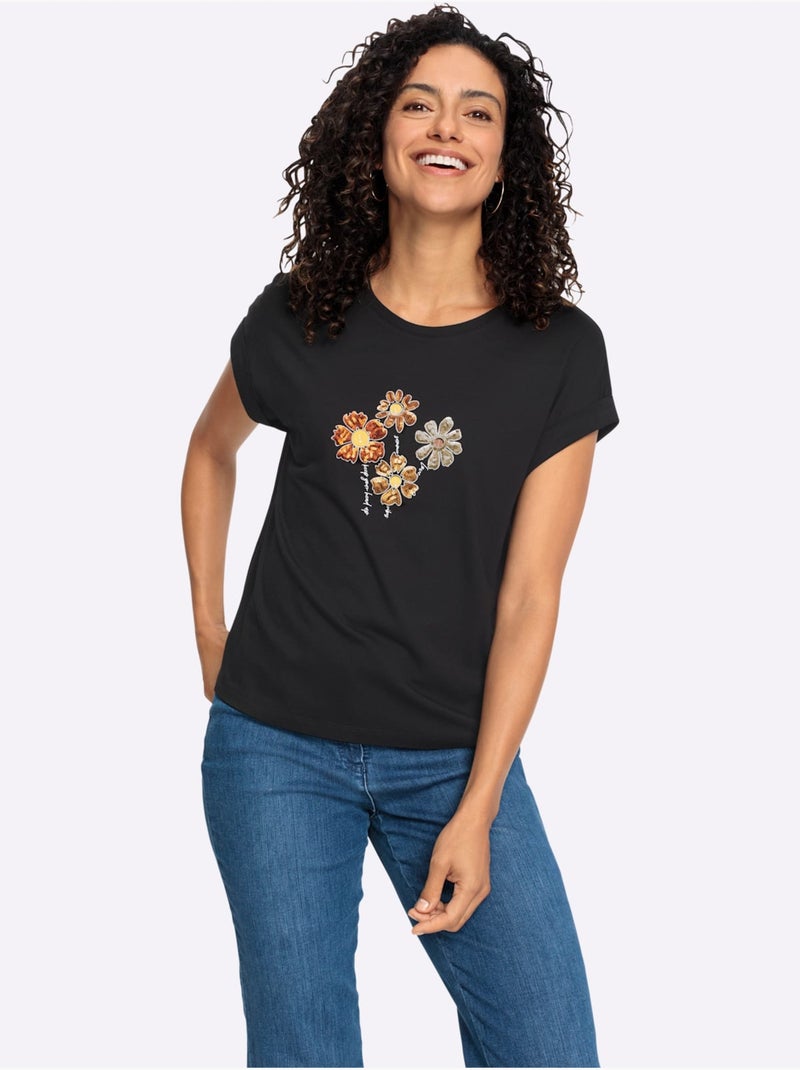 T-shirt à Encolure Ronde 50% Coton Et 50% Modal - Taille Standard - Witt Noir - Kiabi