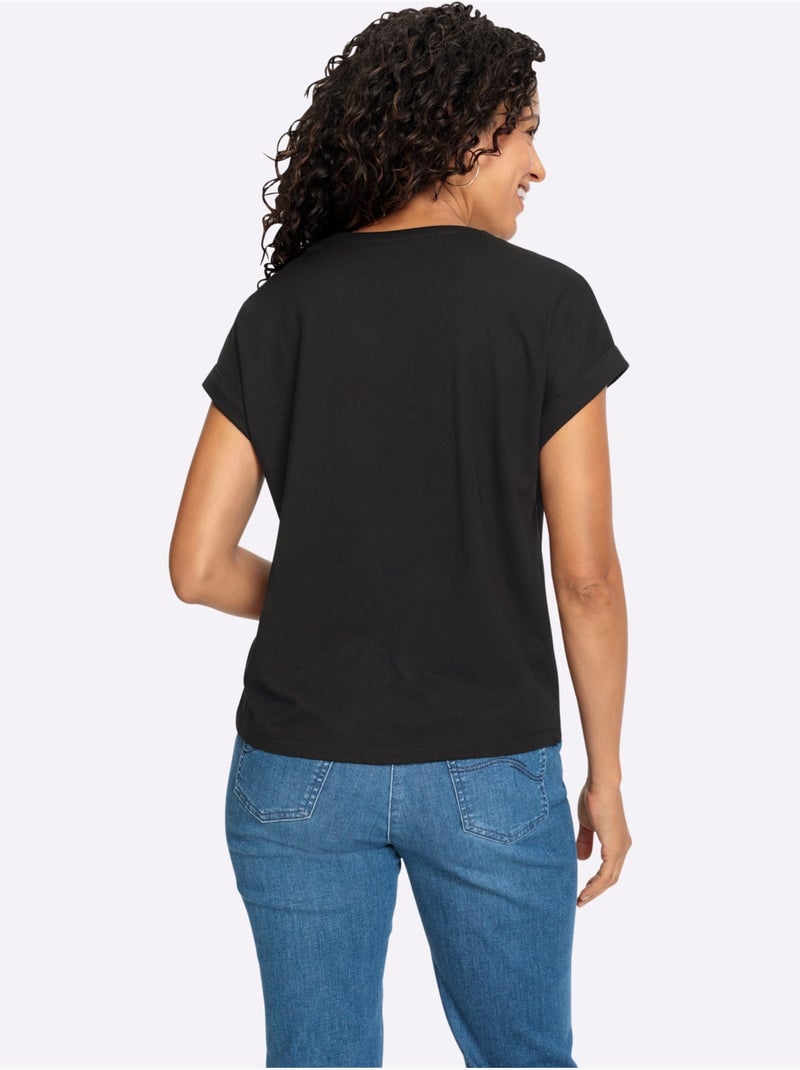T-shirt à Encolure Ronde 50% Coton Et 50% Modal - Taille Standard - Witt Noir - Kiabi