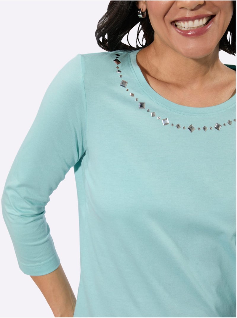 T-shirt à Encolure Ronde 50% Modal - Taille Standard - Witt Menthe - Kiabi