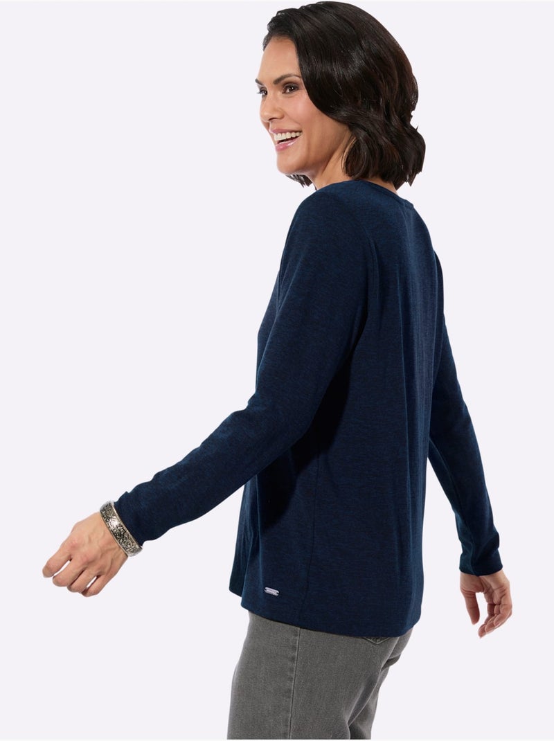 T-shirt à encolure ronde 50% viscose - taille standard - witt Bleu marine - Kiabi