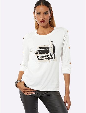 T-shirt à Encolure Ronde 95% Coton - Taille Standard - Helline