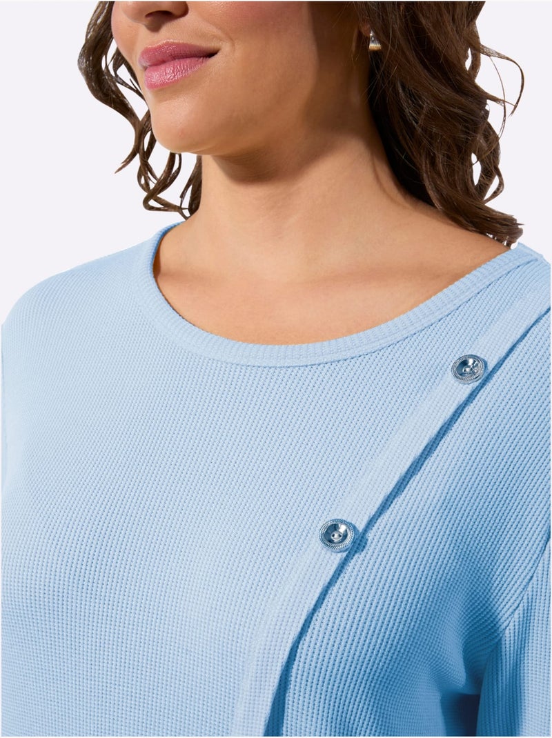 T-shirt à Encolure Ronde 95% Viscose (ecovero) - Taille Standard - Witt Bleu ciel - Kiabi