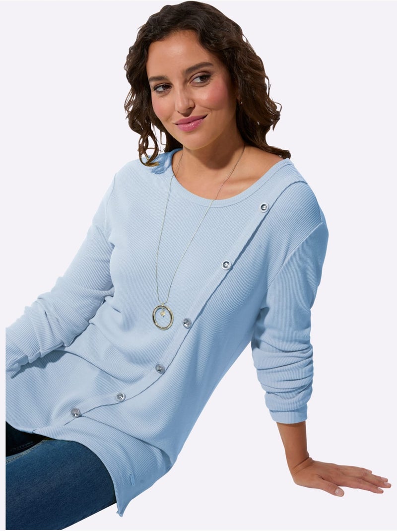 T-shirt à Encolure Ronde 95% Viscose (ecovero) - Taille Standard - Witt Bleu ciel - Kiabi