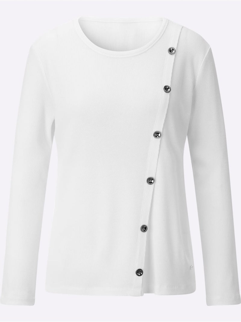 T-shirt à Encolure Ronde 95% Viscose (ecovero) - Taille Standard - Witt Ecru - Kiabi