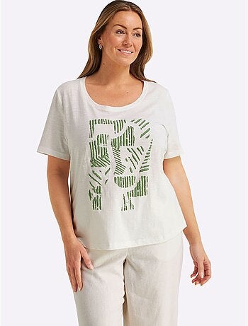 T-shirt à Encolure Ronde à Encolure Ronde - Taille Standard - Sheego