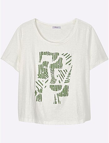 T-shirt à Encolure Ronde à Encolure Ronde - Taille Standard - Sheego