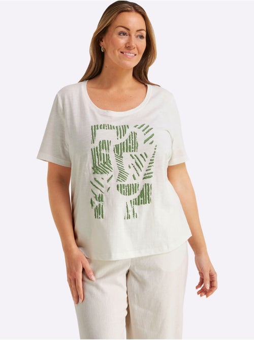 T-shirt à Encolure Ronde à Encolure Ronde - Taille Standard - Sheego - Kiabi