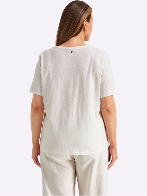 T-shirt à Encolure Ronde à Encolure Ronde - Taille Standard - Sheego - Kiabi