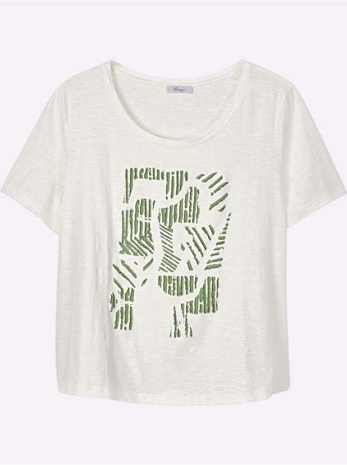 T-shirt à Encolure Ronde à Encolure Ronde - Taille Standard - Sheego - Kiabi