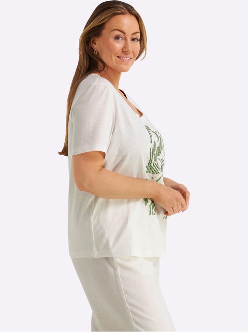 T-shirt à Encolure Ronde à Encolure Ronde - Taille Standard - Sheego - Kiabi