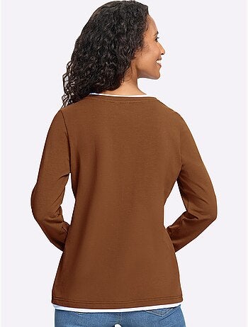 T-shirt à encolure ronde aspect 2 en 1 - taille standard - helline