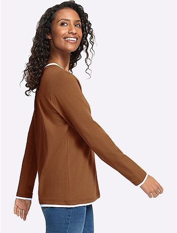 T-shirt à encolure ronde aspect 2 en 1 - taille standard - helline