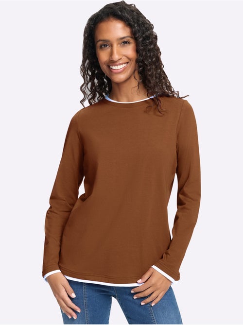 T-shirt à encolure ronde aspect 2 en 1 - taille standard - helline - Kiabi T-shirt à encolure ronde aspect 2 en 1 - taille standard - helline - Kiabi