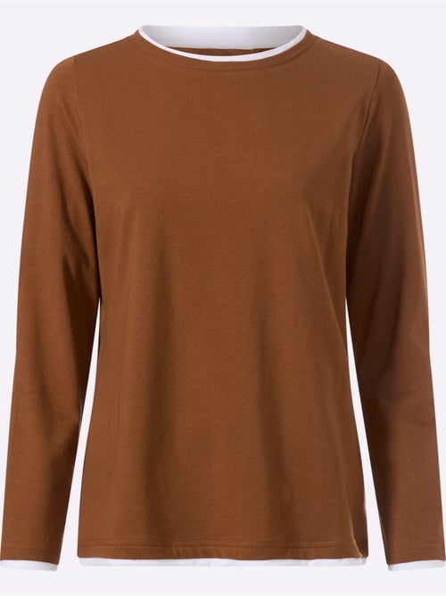 T-shirt à encolure ronde aspect 2 en 1 - taille standard - helline - Kiabi T-shirt à encolure ronde aspect 2 en 1 - taille standard - helline - Kiabi