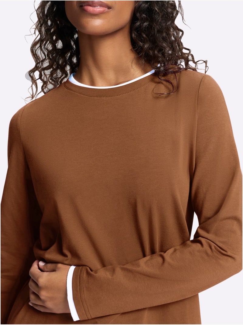 T-shirt à encolure ronde aspect 2 en 1 - taille standard - helline Ambre - Kiabi