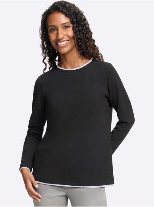 T-shirt à encolure ronde aspect 2 en 1 - taille standard - helline - Kiabi T-shirt à encolure ronde aspect 2 en 1 - taille standard - helline - Kiabi