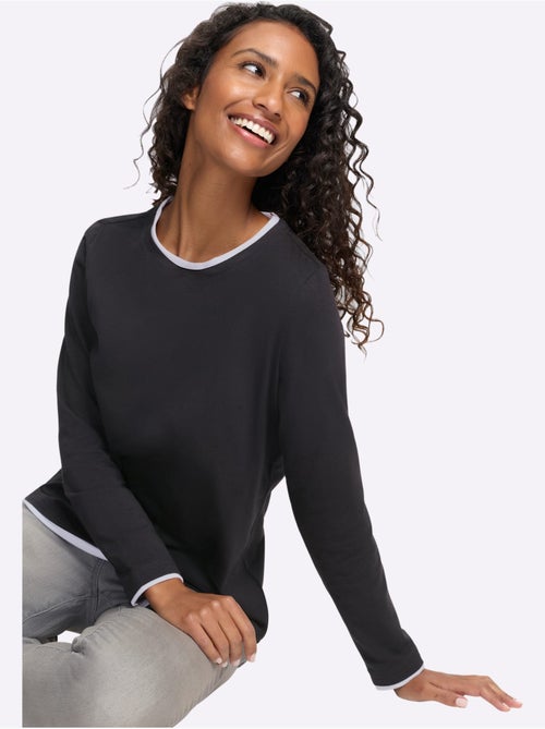 T-shirt à encolure ronde aspect 2 en 1 - taille standard - helline - Kiabi T-shirt à encolure ronde aspect 2 en 1 - taille standard - helline - Kiabi