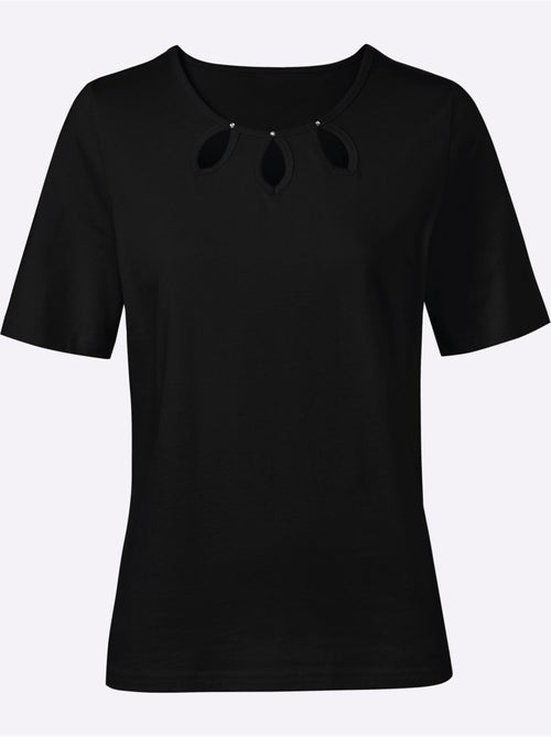 T-shirt à encolure ronde avec 3 échancrures et pierres brillantes - Taille standard - Witt - Kiabi T-shirt à encolure ronde avec 3 échancrures et pierres brillantes - Taille standard - Witt - Kiabi