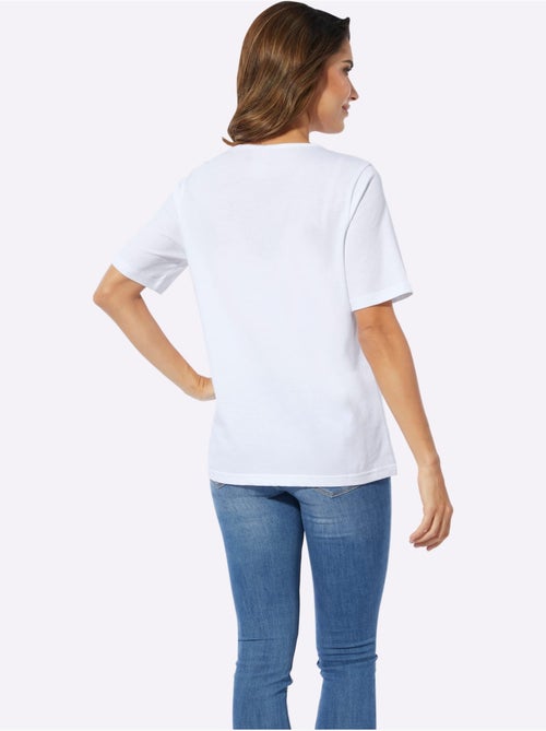 T-shirt à encolure ronde avec imprimé floral et manches courtes - Taille standard - Moda Vilona - Kiabi
