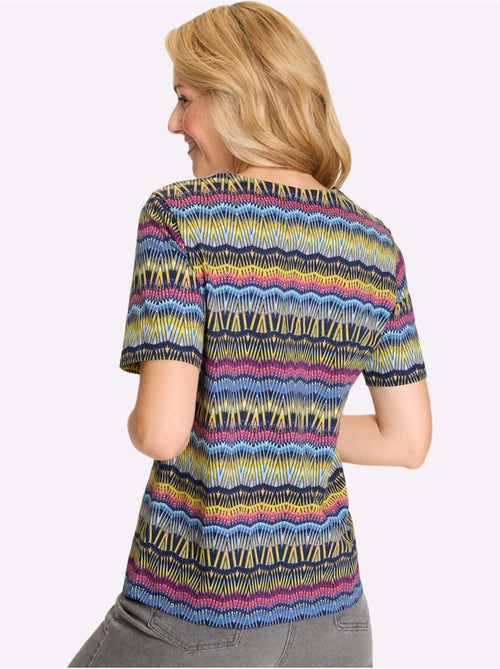 T-shirt à encolure ronde avec imprimé graphique coloré - Taille standard - Moda Vilona - Kiabi T-shirt à encolure ronde avec imprimé graphique coloré - Taille standard - Moda Vilona - Kiabi