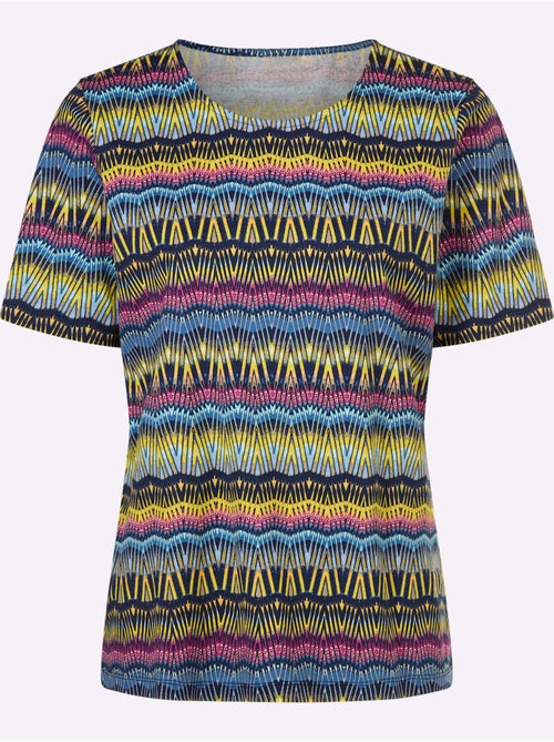 T-shirt à encolure ronde avec imprimé graphique coloré - Taille standard - Moda Vilona - Kiabi T-shirt à encolure ronde avec imprimé graphique coloré - Taille standard - Moda Vilona - Kiabi