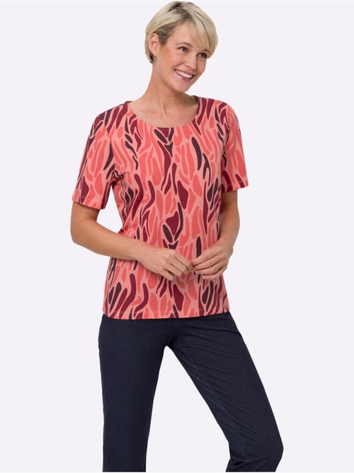 T-shirt à encolure ronde avec imprimé graphique et manches courtes - Taille standard - Moda Vilona - Kiabi
