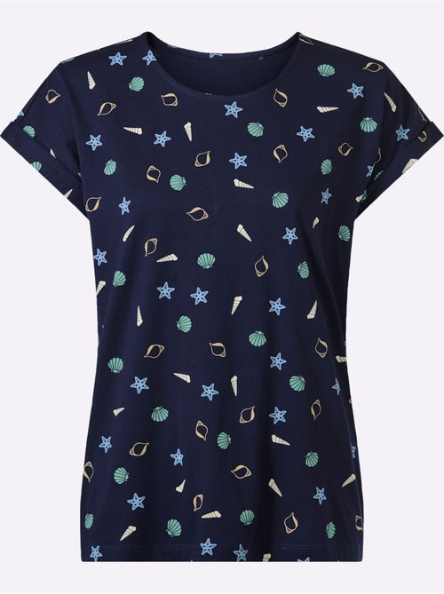 T-shirt à encolure ronde avec imprimé marin et mancherons - Taille standard - Moda Vilona - Kiabi T-shirt à encolure ronde avec imprimé marin et mancherons - Taille standard - Moda Vilona - Kiabi