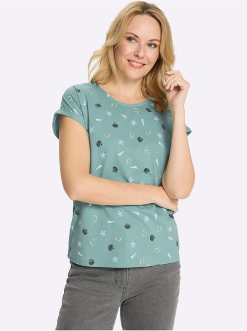 T-shirt à encolure ronde avec imprimé marin et mancherons - Taille standard - Moda Vilona - Kiabi T-shirt à encolure ronde avec imprimé marin et mancherons - Taille standard - Moda Vilona - Kiabi