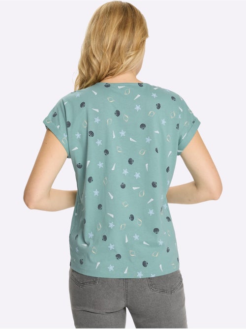 T-shirt à encolure ronde avec imprimé marin et mancherons - Taille standard - Moda Vilona - Kiabi T-shirt à encolure ronde avec imprimé marin et mancherons - Taille standard - Moda Vilona - Kiabi