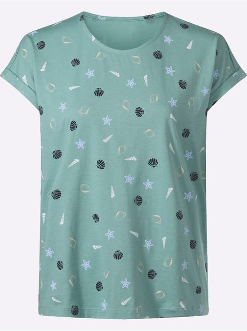 T-shirt à encolure ronde avec imprimé marin et mancherons - Taille standard - Moda Vilona - Kiabi T-shirt à encolure ronde avec imprimé marin et mancherons - Taille standard - Moda Vilona - Kiabi