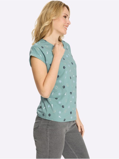 T-shirt à encolure ronde avec imprimé marin et mancherons - Taille standard - Moda Vilona - Kiabi T-shirt à encolure ronde avec imprimé marin et mancherons - Taille standard - Moda Vilona - Kiabi