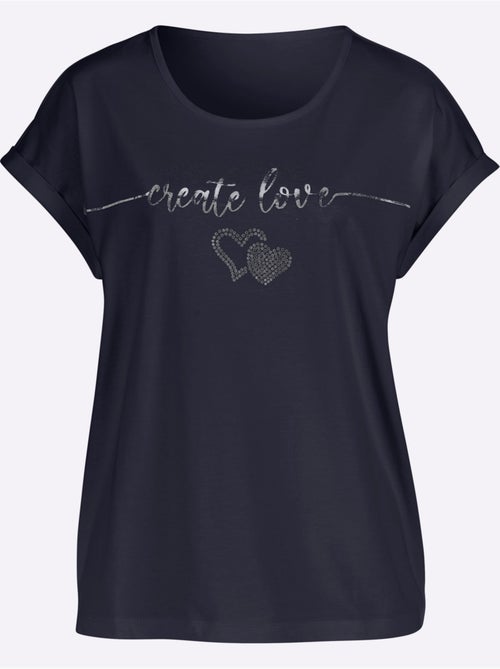 T-shirt à encolure ronde avec mancherons et imprimé cœur - Taille standard - Moda Vilona - Kiabi T-shirt à encolure ronde avec mancherons et imprimé cœur - Taille standard - Moda Vilona - Kiabi