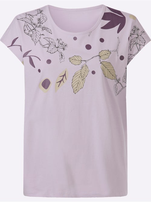T-shirt à encolure ronde avec mancherons et imprimé feuilles - Taille standard - Moda Vilona - Kiabi T-shirt à encolure ronde avec mancherons et imprimé feuilles - Taille standard - Moda Vilona - Kiabi