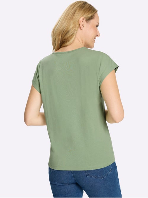 T-shirt à encolure ronde avec mancherons et motifs feuilles - Taille standard - Moda Vilona - Kiabi T-shirt à encolure ronde avec mancherons et motifs feuilles - Taille standard - Moda Vilona - Kiabi