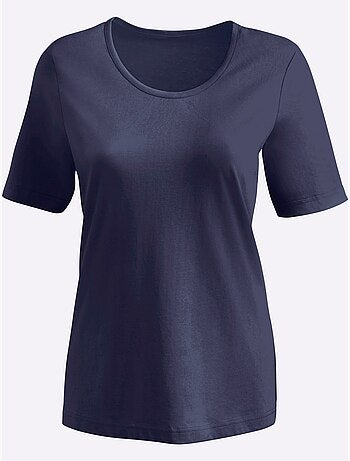 T-shirt à encolure ronde et manches courtes uni - taille standard - moda vilona