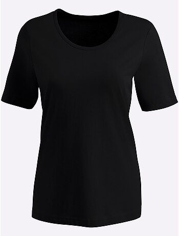 T-shirt à encolure ronde et manches courtes uni - Taille standard - Moda Vilona