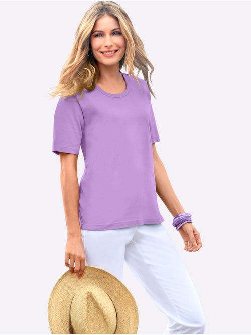 T-shirt à encolure ronde avec manches courtes et uni - Taille standard - Moda Vilona - Kiabi