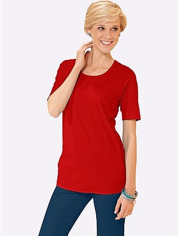 T-shirt à encolure ronde et manches courtes uni - Taille standard - Moda Vilona