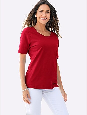 T-shirt à encolure ronde et manches courtes uni - Taille standard - Moda Vilona