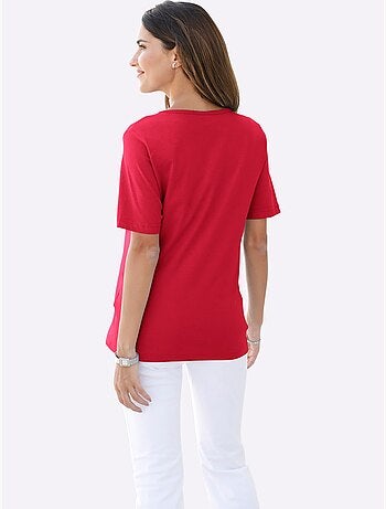 T-shirt à encolure ronde et manches courtes uni - Taille standard - Moda Vilona