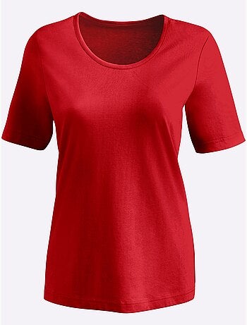 T-shirt à encolure ronde et manches courtes uni - Taille standard - Moda Vilona