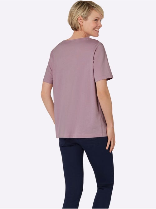 T-shirt à encolure ronde avec motif floral et manches courtes - Taille standard - Moda Vilona - Kiabi T-shirt à encolure ronde avec motif floral et manches courtes - Taille standard - Moda Vilona - Kiabi