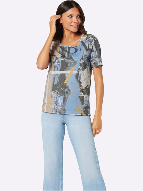T-shirt à encolure ronde avec motif graphique et manches courtes - Taille standard - Moda Vilona - Kiabi T-shirt à encolure ronde avec motif graphique et manches courtes - Taille standard - Moda Vilona - Kiabi