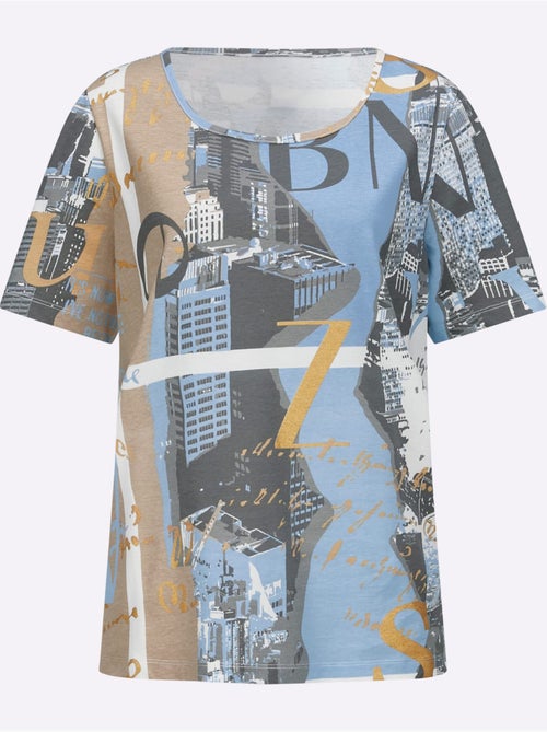 T-shirt à encolure ronde avec motif graphique et manches courtes - Taille standard - Moda Vilona - Kiabi T-shirt à encolure ronde avec motif graphique et manches courtes - Taille standard - Moda Vilona - Kiabi