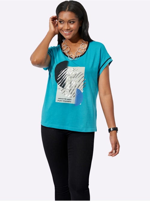 T shirt à encolure ronde avec motif imprimé et manches courtes - Taille standard - Witt - Kiabi T shirt à encolure ronde avec motif imprimé et manches courtes - Taille standard - Witt - Kiabi
