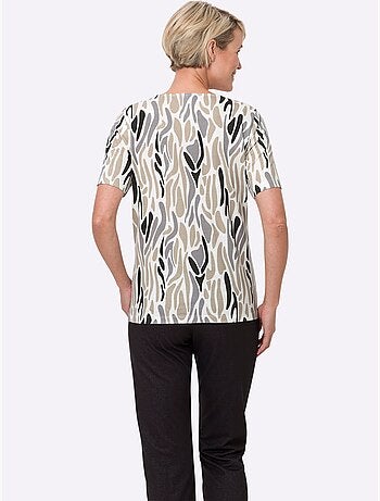 T-shirt à encolure ronde avec imprimé et manches courtes - Taille standard - Moda Vilona