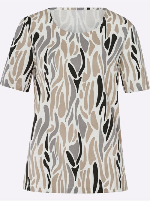 T-shirt à encolure ronde avec motifs graphiques et manches courtes - Taille standard - Moda Vilona - Kiabi T-shirt à encolure ronde avec motifs graphiques et manches courtes - Taille standard - Moda Vilona - Kiabi