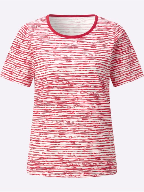T-shirt à encolure ronde avec rayures et finition contrastée - Taille standard - Witt - Kiabi T-shirt à encolure ronde avec rayures et finition contrastée - Taille standard - Witt - Kiabi