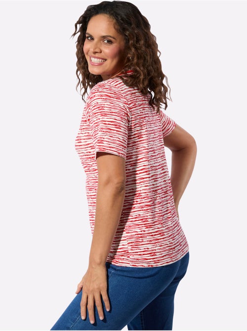 T-shirt à encolure ronde avec rayures et finition contrastée - Taille standard - Witt - Kiabi T-shirt à encolure ronde avec rayures et finition contrastée - Taille standard - Witt - Kiabi